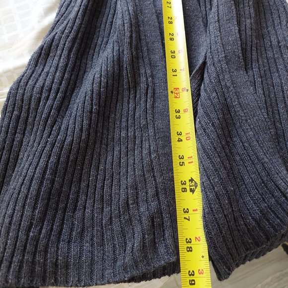 Long Sweater  Hoodie Open Tie Belt Wrap Grey Cardigan Knit, Size S - Picture 5 of 5